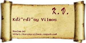 Kőrösy Vilmos névjegykártya